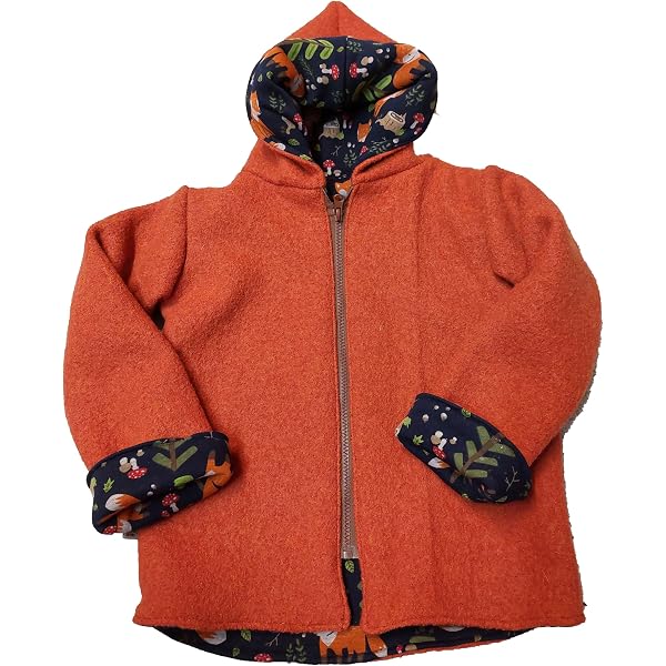 Wollwalk-Wendejacke Mit Zipfelkapuze – Kuschelige Winterjacke Für Kinder, Beidseitig Tragbare Wollwalkjacke In Größe 98–104