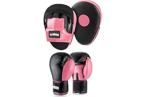 Lions Boxing Gloves and Pads Set - Sparring Gloves and Hook and Jab Pads Focus Punch Bag Mitts, Ideal for Martial Arts Mma Muay Thai Gym, Men Women Kids Boxing Set