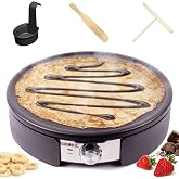 Duronic PM152 Electric Crepe Maker 1500 W 37 cm Removable Plate | Adjustable Temperature, Includes Spreading Accessory, Ladle