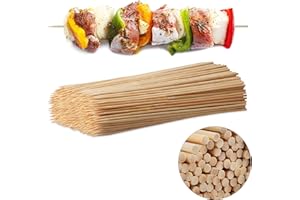 Relaxdays Piques bois, lot de 500 brochettes barbecue, bambou, bricolage, 30 cm de long, 4 mm de large, pratique, nature