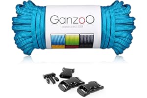 Ganzoo linka Paracord 550 + 3 x zapięcie na zatrzask do bransoletki, smycz, obroży, zestaw startowy