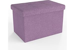 INTIRILIFE Taburete Pleglable 49x30x30 cm en Lotus Rosa - Taburete Asiento almacenaje con Tapa de Tela - Asiento en Forma de Cubo Reposapiés Caja de Almacenamiento Cofre Taburete
