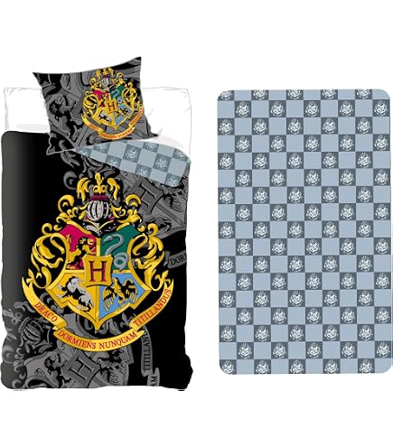 Harry Potter Preppy: Parure Letto Singolo In Cotone 100% (140x200 Cm) – Copripiumino E Federa Con Stemmi Delle Case - 2