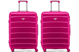 Flight Knight Set of 2 Premium Suitcases - Extra Stong Lightweight Luggage - Hardcase Suitcases with 4 Wheels & Built in Lock - (Set of 2 L+L)