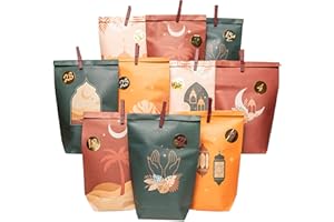 Papierdrachen DIY Ramadan Kalender zum Befüllen - für Kinder und Erwachsene - Bedruckte Kraftpapiertüten in Boho - zum Aufstellen und Dekorieren - Eid Mubarak - wiederverwendbar - Set 8