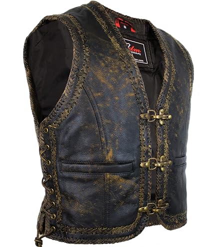 Gilet Cuir Homme Gilet Moto Cuir MDM Hommes - 2XL - Noir Avec Poches Gilet Cuir Noir Gilet Cuir Homme Gilet Moto Cuir MDM Hommes - 2XL - Noir Avec Poches Gilet Cuir Noir