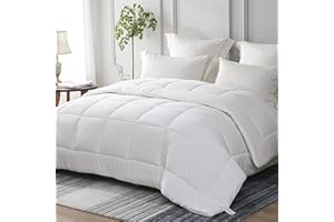 Yebeda Trapunta per 4 stagioni, 135 x 200 cm, colore bianco, traspirante e super morbido per tutte le stagioni