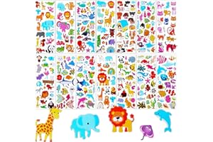 SUNYOVIME Autocollant 3D pour Enfants 2 à 4 ans,14 Feuilles kids Stickers Comprenant des Animaux,la Vie Océanique,Poisson,Gommettes Pour Bricolage Scrapbooking Récompense Cadeau,Cadeau Anniversaire bébés