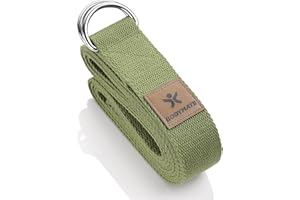 ‎BODYMATE BODYMATE Yogagurt mit Verschluss aus Metall, Yoga-Band für Anfänger und Fortgeschrittene, Yoga-Schlaufe aus 100% Baumwolle, Yoga-Strap 250cm lang und 3,8 cm breit