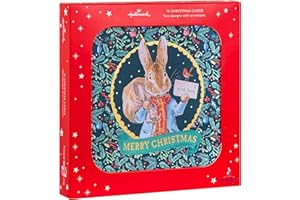 Hallmark Tarjeta de Navidad, paquete múltiple de tarjetas de Navidad, paquete de 16, 2 diseños, Beatrix Potter, Peter Rabbit, con sobres