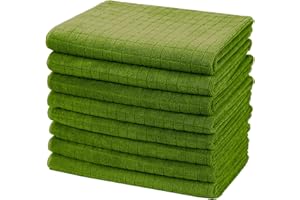 gryeer Microfibre Tea Towels, Soft, Super Absorbent and Lint Free Kitchen Towels, 45 x 65 cm, Pack of 8, Green