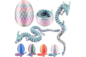 Abitoncc 3D Printed Dragon in Egg 3D Dragon Eggs with Dragon Inside Articulated Dragon Mythical Pieces Dragon Home Office Decor Executive Desk Toys 3D Printed Dragon Egg for Kids Adults （Rainbow ）-M
