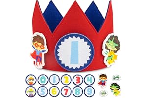 BONNYCO Corona Compleanno Numeri Intercambiabili 0-9 e Personaggi a Tema Regali Compleanno 1 Anno Bimbo, Corona Compleanno Bambina, Decorazioni Compleanno, Carnevale