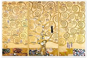 POSTERLOUNGE Drzewo życia Plakat Gustav Klimt 60 x 40 cm Żółty Secesja Dekoracja ścienna