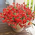 HyeFlora Artificial Faux Outdoor Flowers Plants for Spring Summer Outside Porch Decoration, 12 Bundles Fake Silk Morning Glory UV Resistant Look Real for Front Door Patio Yard Window Box