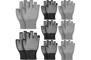 SINTEGE 8 Pairs Yoga Gloves Non Slip Grip Fingerless Gloves Women's Gloves Men's Fingerless Gloves Work Gloves Warm Winter Gloves Half Finger Gloves for Women Men