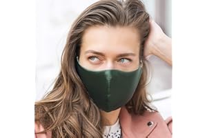 IDentity LNGR Silk Face Masks with Nose Wire Satin UK, Washable Face Mask with Adjustable & Filter Pocket, Ladies Wedding Womens 4 Layer Cloth Coverings (Green Satin)