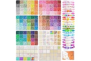 TULADUO 25000 Stück Perlen für Armbänder Selber Machen Set, 120 Farben 6mm Heishi Perlen Set mit Anhänger Charms Kit
