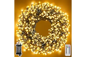Hopexy Cluster Christmas Lights Outdoor, 15m 1000LEDs Xmas Tree Fairy Lights Mains Powered with 8 Modes/Timer, Waterproof Warm White String Lights Plug in for Garland Outside Indoor Decorations