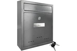 TÄGA 2218 Boîte aux Lettres Moderne, Métal, Plaque nom & volet de Protection, Verrouillable, Matériel de Fixation et 2 clés, Anthracite