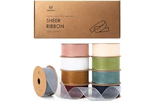 Vitalizart Cinta de Organza Multicolor 2,5 cm x 82,3 m, Hecha a Mano, Cintas de Tela para Envolver Regalos, Árboles de Navidad, Bricolaje, Lazos, Invitaciones de Boda, Coronas de Flores