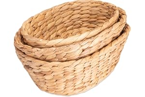 Decorasian Set di 3 ciotole intrecciate in giacinto d'acqua, rotonde, ovali