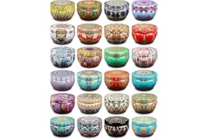 Ahyiyou 8.5OZ 24 Pack Candle Tins Candle Jars with 24 Unique Patterns, DIY Round Containers with Lids for Candle Making, Arts & Crafts, Storage & More