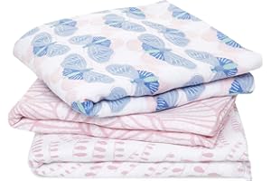 aden + anais Musy Quadrate - Deco, Pack von 3 | Großer 100% Baumwoll -Musselin -Stoff | Soft & Leichtes Unisex Baby Essentials | Tücher für Neugeborene Mädchen & Jungen | Ideale Babypartygeschenke