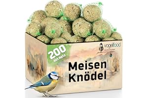 VOGELFOOD WIR SIND GUT ZU VÖGELN Vogelfood 200 x 90 g = 18 kg Meisenknödel Marke Vogelfood Vogelfutter 4 Jahreszeitenknödel Wildvogelfutter Ganzjahresfutter Fettfutter mit Netz