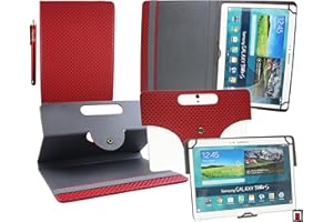 Emartbuy Universal (9.5-10.5 Inch) Textured Red 360 Degree Detachable Rotating Stand Folio Wallet Case Cover + Stylus Compatible With Tablets and Devices Listed Below