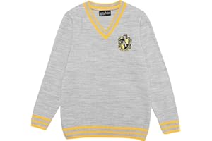 Popgear Harry Potter Hufflepuff House Boys Knitted Jumper Grey Suter Niños