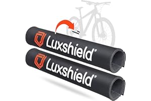 Luxshield Coppia di Protezioni per Catene, Set de 2 in Neoprene, Paracatena MTB, Protezione per Catene, Protezione per Il Telaio della Bicicletta, 20 cm x 12 cm, Nero
