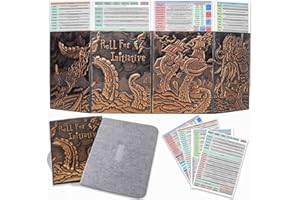 CZYY DND Dungeon Master Paravent à quatre panneaux avec poches, simili cuir 3D gaufré avec Cthulhu – Inserts d'écran DM inclus et étui de rangement