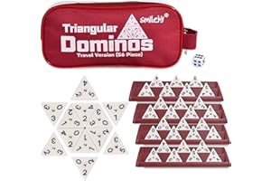 Smilejoy Dreieckiges Domino, dreieckige Domino-Fliesen mit Messing-Spinnern, Tischspiel für Kinder ab 7 Jahren, 56 Spielsteine, klassisches Brettspiel, Mathematik-Training (2–4 Spieler)