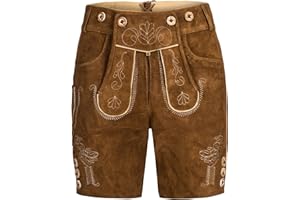 Mufimex Damen Trachten Lederhose Trachtenlederhose Trachtenhose kurz