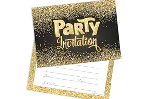 Olivia Samuel 20 x Black and Gold Effect Party Invitations from Ready to Write with Envelopes