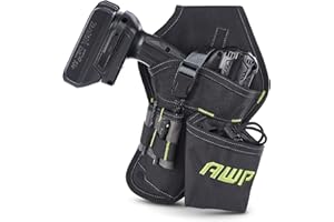 AWP Angled Drill Holster | Heavy-Duty Polyester Drill Holster Designed to Sit on Belt and Hold Weight Evenly | Black | Fits Most Drills