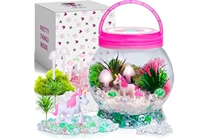 Amitié Lane Light-Up Unicorn Terrarium Kit For Kids - Birthday Gifts for Girls - Creative Unicorn Toys & Craft Kits Presents - Arts & Crafts Fun for Little Girls Age 4 5 6 7, 8-12 Year Old Girl Gift