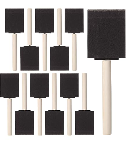KINGART 20-Pack 2-Inch Foam Brushes - Short Wood Handle, Disposable Sponge Brushes For Paint, Stain, Glue & Crafts