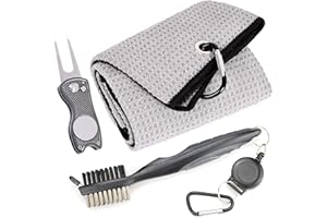 Mile High Life Toalla de Golf de Microfibra con Cepillo Limpiador/Herramienta Plegable