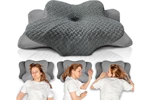 ‎GLÜCKSTOFF Glückstoff® Orthopädisches Kissen (Zertifiziert für alle Schlaftypen) Kopfkissen Nackenschmerzen aus Memory Foam | Nackenstützkissen Ergonomisches Kopf-Kissen Seitenschläferkissen Grau