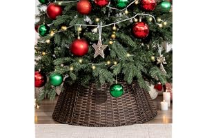 GRANNY SAYS Korgflätad julgranskjol för juldekoration, Dekorativ vävd korg för julgranens fot, Woven Tree Skirt for Holiday D