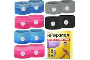 HIONXMGA Bandas de náuseas de acupresión, náuseas para náuseas, náuseas, náuseas para alivio natural de enfermedades matutinas, mareos, ansiedad, mareos por movimiento (coche, mar, enfermedad de viaje)