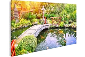 islandburner Bild auf Leinwand Japanischer Garten Mit Schwimmenden Koi Fischen Im Teich Natur Hintergrund Bilder Wandbilder Poster