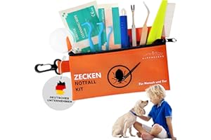 Alpenstern® Zecken Entferner Kit - Für Tiere und Menschen - Zeckenentferner Hund Katze Kinder - Erste Hilfe Tasche inkl. Zeckenzange, Zeckenhebel, Zeckenhaken, Pinzette UVM. tick Remover Zeckenschutz