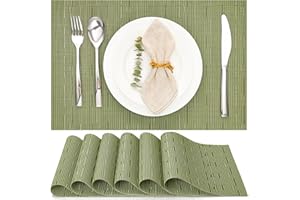 ‎MYIR JUN Myir JUN Tischsets Abwaschbar 6er Set, Gewebte Platzdeckchen Abwaschbar rutschfest Abgrifffeste Hitzebeständig, Vinyl Platzsets für küche Speisetisch Hotel, Platz-Matten 30x43.5cm (Grün)