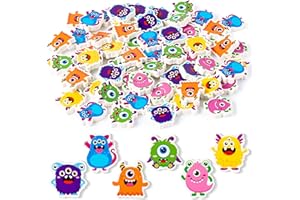 Haooryx Monster Mini Eraser Bulk - 60Pcs Kids' Cartoon Monster Assorted Pencil Erasers 3D Desk Puzzle Erasers Pet Student Homework School Prizes Game Reward Goodie Bag Stuffer Gift Filler Party Favor