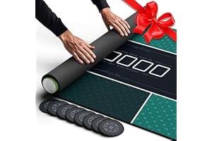Newverest Poker Table Top 178 x 89 cm, Texas Hold'em Poker Mat for Home Game Nights Up to 10 Players, Blackjack, Casino, Poker Topper for Tables in Storage Bag with 8 Coasters in Gift-Ready Box