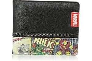 MARVEL BB Designs Europe Limited Unisex-Adult Retro Comic Red Wallet With Outside Zip Wallet Black (Black)