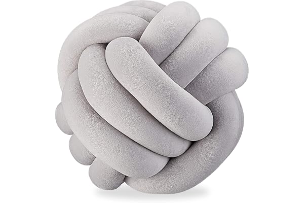Relaxdays knutkudde, knot pillow, nordisk knutboll, flätad prydnadskudde, knotkudde, 25 cm i diameter